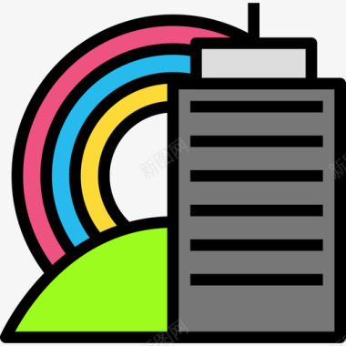建筑景观43线性颜色图标图标