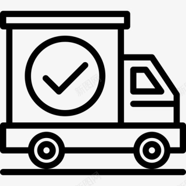 送货卡车购物和电子商务3线性图标图标