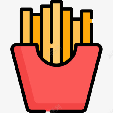 薯条食品配送3线性颜色图标图标