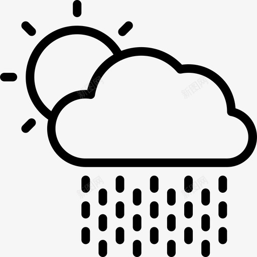 下雨127号天气线性图标svg_新图网 https://ixintu.com 127号天气 下雨 线性