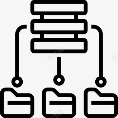 文件共享服务器和数据库2线性图标图标