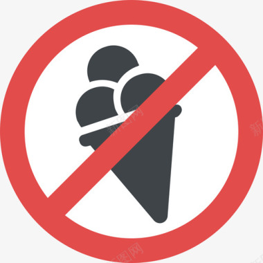 没有冰淇淋符号25平淡图标图标
