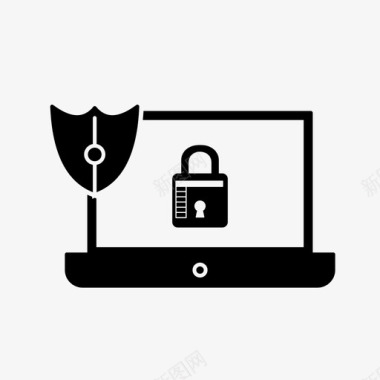 安全笔记本电脑锁护盾图标图标