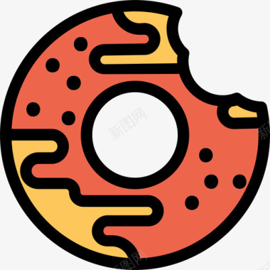 甜甜圈面包房43线性颜色图标图标