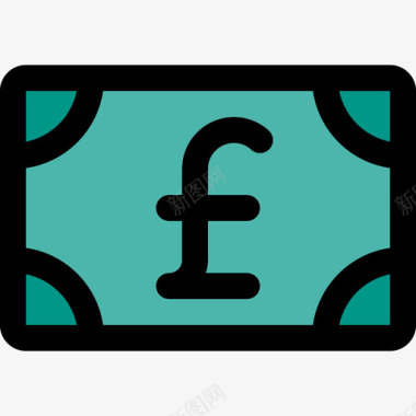 英镑货币32线性颜色图标图标