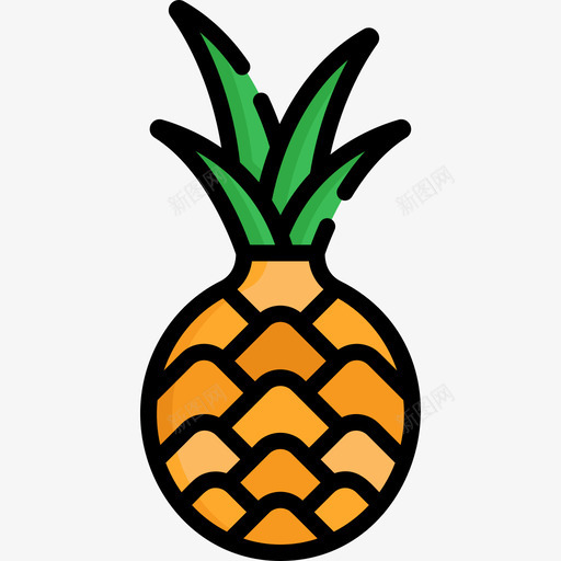 菠萝水果蔬菜7线形颜色图标svg_新图网 https://ixintu.com 水果蔬菜7 线形颜色 菠萝