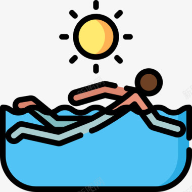 游泳活跃的生活方式5线性颜色图标图标