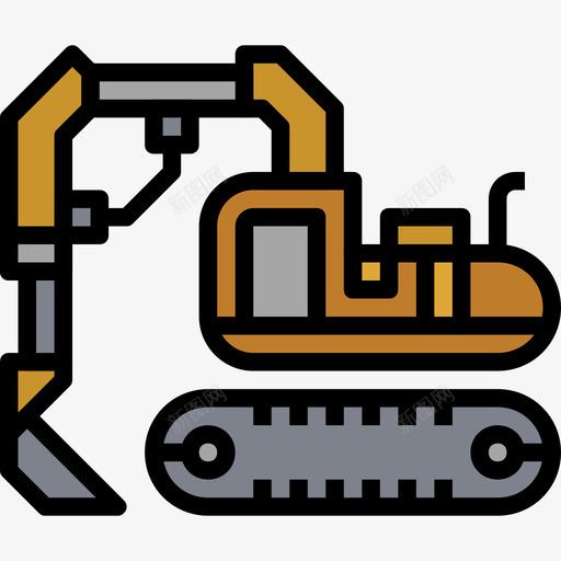 挖掘机施工车3线颜色图标svg_新图网 https://ixintu.com 挖掘机 施工车3 线颜色