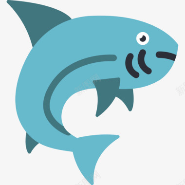 鲨鱼海洋生物27扁平图标图标