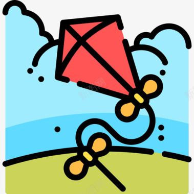 风筝自由时间10线颜色图标图标
