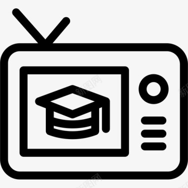 电视教育和学校直线图标图标