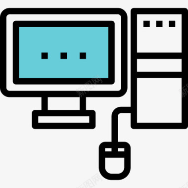 个人电脑通信89线性彩色图标图标