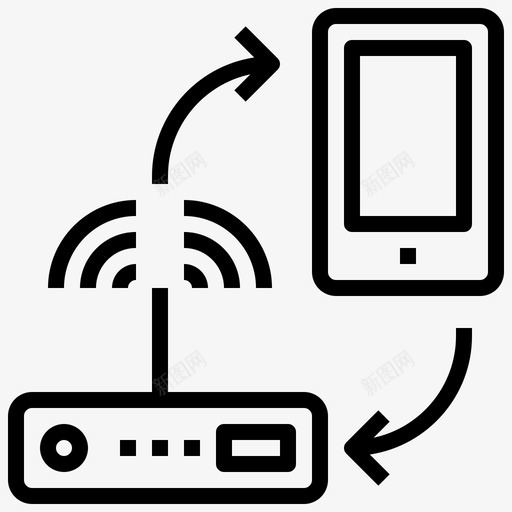 wifi接入互联网手机图标svg_新图网 https://ixintu.com wifi信号 wifi接入 互联网 手机 无线连接 机场轮廓