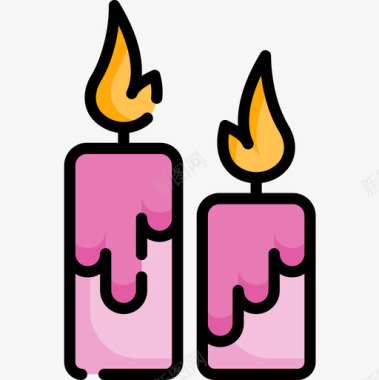 蜡烛感恩节35线形颜色图标图标