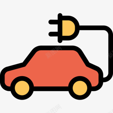 电动汽车汽车6线颜色橙色图标图标