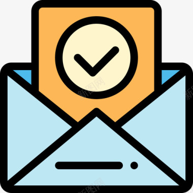 电子邮件平面22线性颜色图标图标