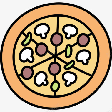 披萨面包店63彩色图标图标