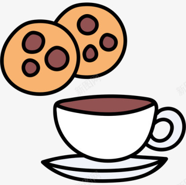 咖啡面包店63彩色图标图标