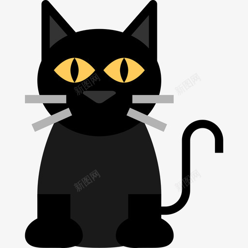 黑猫万圣节92扁平图标svg_新图网 https://ixintu.com 万圣节92 扁平 黑猫