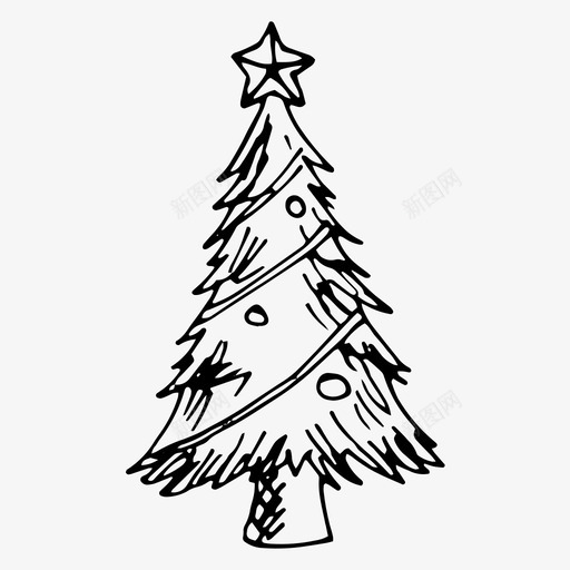 圣诞树装饰手绘图标svg_新图网 https://ixintu.com 假日 冬季 冬季假期圣诞新年 圣诞树 手绘 装饰