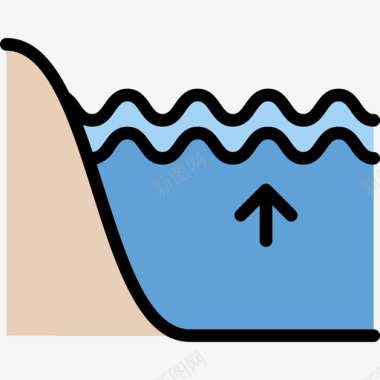 洪水163号天气线性颜色图标图标