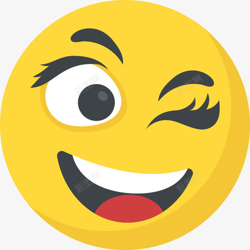 眨眼笑脸5扁平图标svg_新图网 https://ixintu.com 扁平 眨眼 笑脸5
