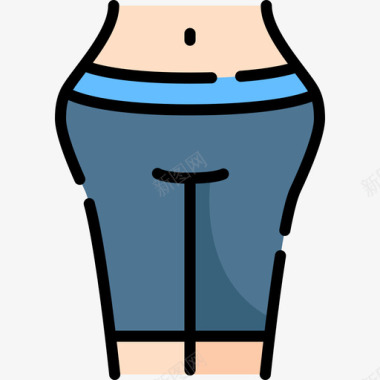 裤子瑜伽和半身裤线性颜色图标图标