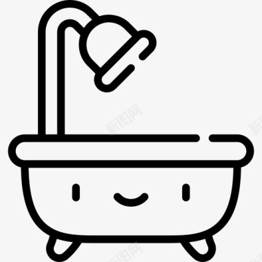 浴室家庭生活9线性图标图标