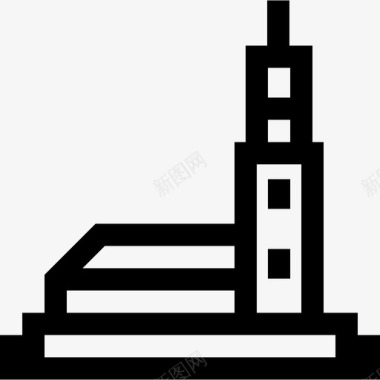 哈桑清真寺纪念碑17直线图标图标