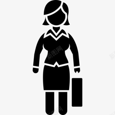 女商人企业手提箱图标图标