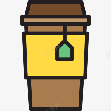 纸杯咖啡26线性颜色图标图标