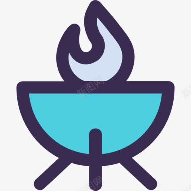 烤架家居元素5线性蓝色图标图标