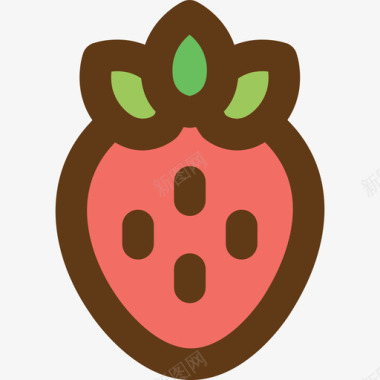 草莓水果蔬菜2线形颜色图标图标