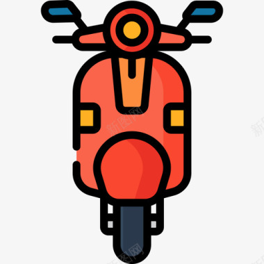 摩托车公共交通3线性颜色图标图标