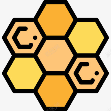 蜂巢纯素食品线性颜色图标图标