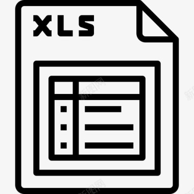 Xls文件类型和格式线性图标图标