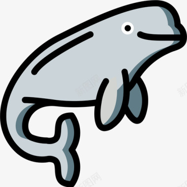 白鲸海生28线性颜色图标图标