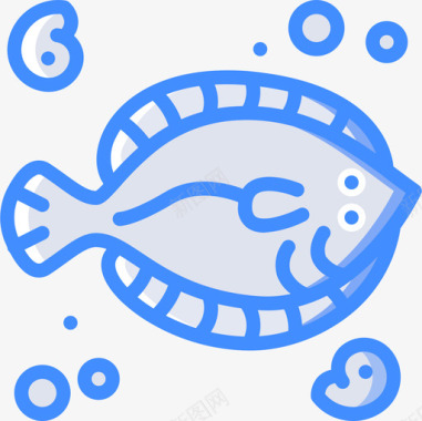 比目鱼海洋生物蓝色图标图标