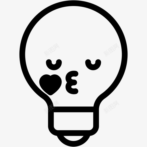 吻表情情感图标svg_新图网 https://ixintu.com 吻 情感 感觉 灯泡 灯泡表情线 表情