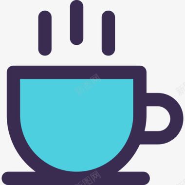 咖啡杯办公57线性颜色蓝色图标图标