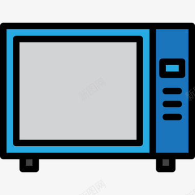 微波炉家用电器8线性颜色图标图标
