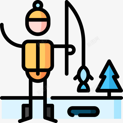 冰上钓鱼冒险29线性颜色图标svg_新图网 https://ixintu.com 冒险29 冰上钓鱼 线性颜色