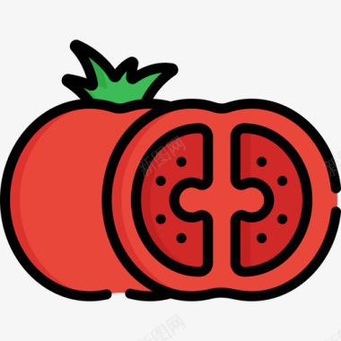 番茄水果蔬菜7种线形颜色图标图标