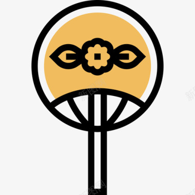 扇子中国符号2黄影图标图标