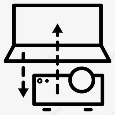将笔记本电脑连接到投影仪连接到插入图标图标