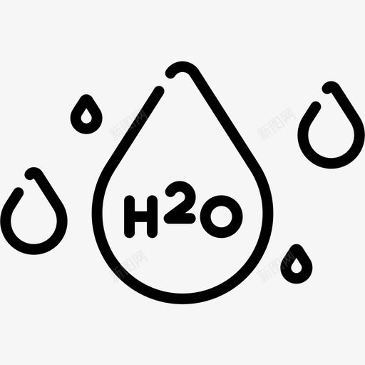 H2o化学26线性图标svg_新图网 https://ixintu.com H2o 化学26 线性