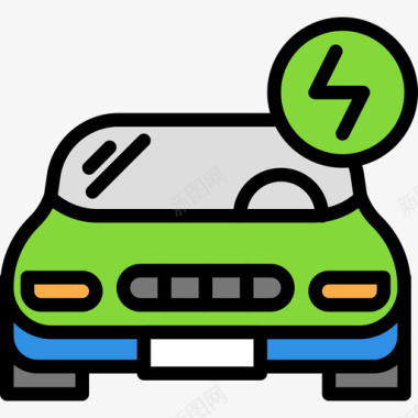 电动汽车旅行81线性颜色图标图标