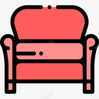 扶手椅早餐床2线性颜色图标图标