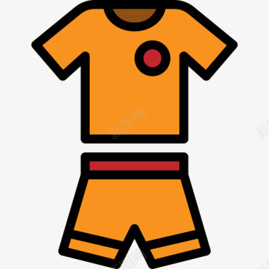 足球运动衫足球24码线性颜色图标图标