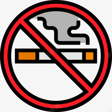 禁止吸烟运输63线性颜色图标图标